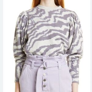 TED BAKER LONDON SATRICE ZEBRA STRIPE COTTON‎ BLEND TOP IN NATURAL